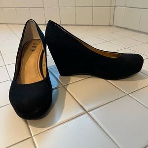 a.n.a black suede wedge heels